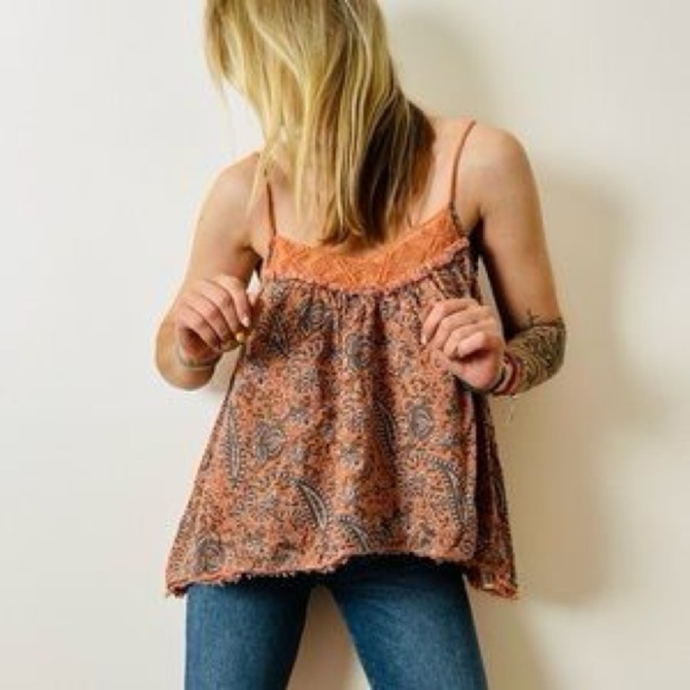Anthropologie Paisley Tank Top in Pink and Brown - Picture 2 of 8